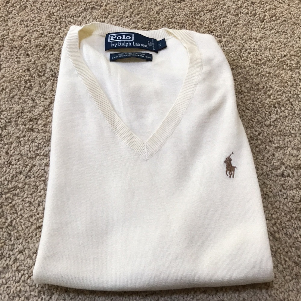 Polo Ralph Lauren mens small cream cotton vest . - Picture 6 of 6